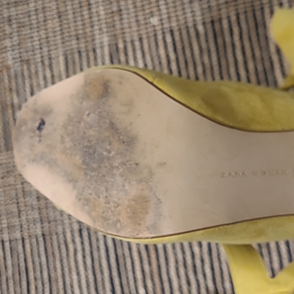 ZARA LIME GREEN SUEDE OPEN TOE HEELS - Picture 8 of 11